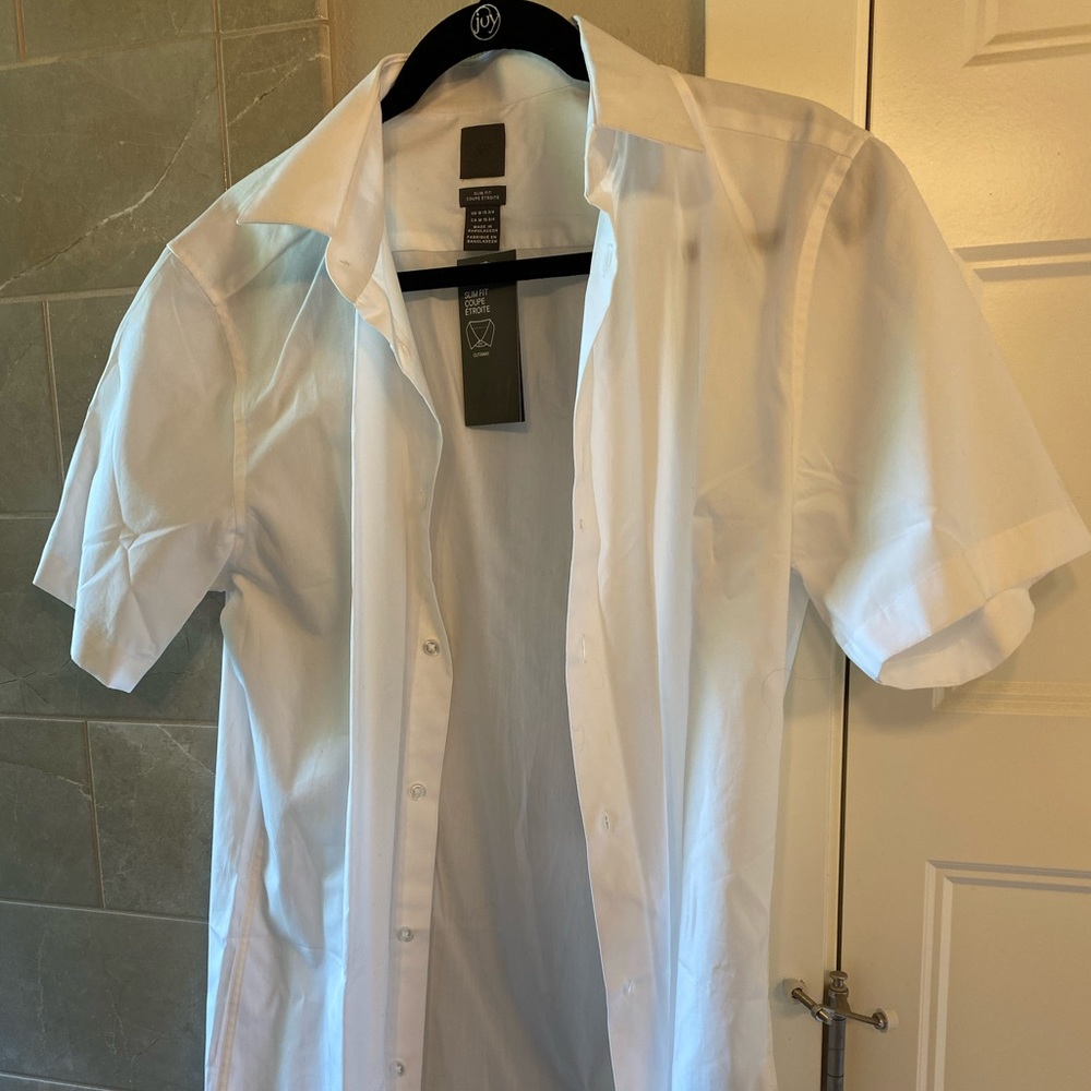 H&M slim fit white button up short sleeve men’s size M